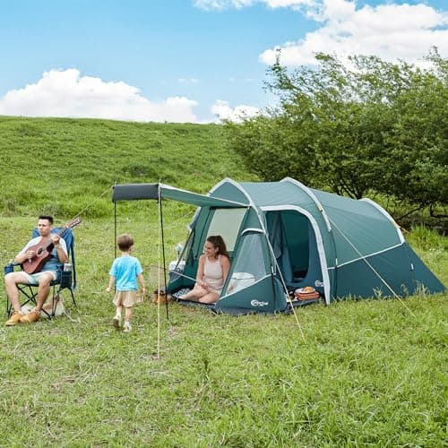 Portal 2-3 Man Tent Luxury 3000mm Waterproof with Porch Awning 3 Person Camping Tent with Sewn-in Groundsheet 2 Man with Bedroom Lightweight Tunnel for Festival Outdoor Hiking — view 2