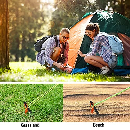 12pcs Aluminium Tent Pegs Lightweight Camping Pegs with Reflective Cord — view 5