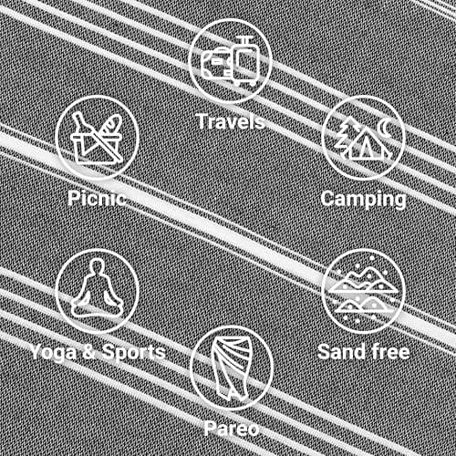 LeStoff Hammam Towel/Camping Towel, 100% Organic Cotton, 95x180, Anthracite — view 4