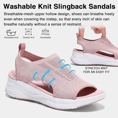 ziitop Sandals Womens Summer Washable Slingback Orthopedic Slide Sport Ladies Walking Sandals Womens With Arch Support Wedge Platform Walking Shoes Casual Thick Bottom Comfy Beach Shoes — view 3