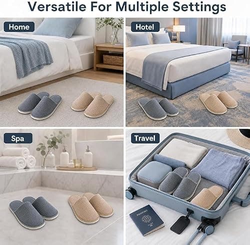Defresit Disposable Hotel Slippers 10 Pairs Bulk, Non-Slip, Washable — view 6