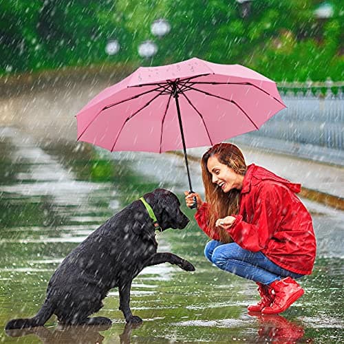 ZOMAKE Compact Umbrella Windproof,Travel Small Umbrella (46in-Pink) — view 6