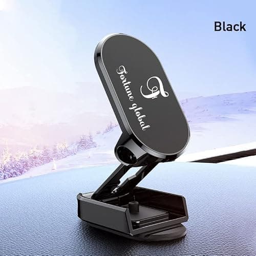 Fortune Global Magnetic Foldable car phone holder, Universal Magnetic Mount With 360° Rotation, Magnetic Mobile Phone Mount Dashboard Cradle compatible with iPhone Samsung all smartphones (Black) — view 2