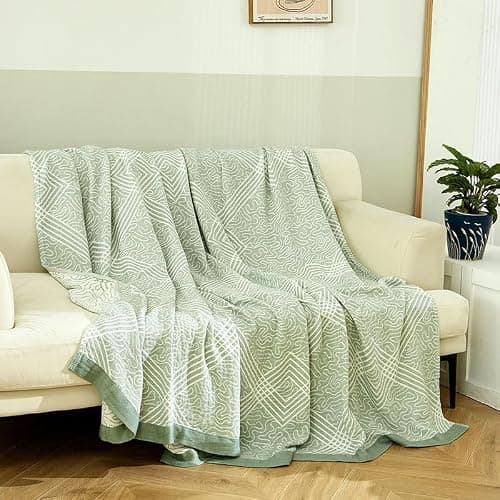 Summer Bamboo Cooling Blanket for Hot Sleepers, All-Season Throw Blanket Breathable Soft Thinnight Cool Blanket for Bed, Sofa, Car, Travel Turquoise Green 150X200 Cm — view 2