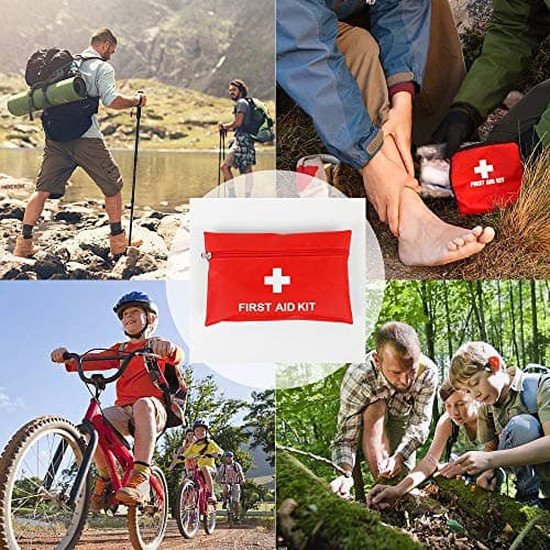 Mini First Aid Kit,Small Emergency Survival Kit 78 Pack Medical Trauma Kit Bag Includes Bandage Tablets Cotton Swabs First Aid Guid for Travel Home Office Car Hiking Camping Survival — view 6
