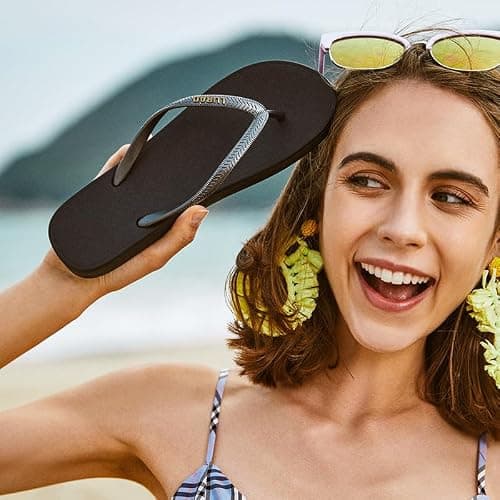JaYouhe Womens Quick-Dry Flip Flops with Non-Slip Sole & Comfort Cushioning | Water-Resistant Beach Pool Shoes for Women, Lightweight Summer Sandals for Outdoor Swimming, Hiking, Travel — view 4
