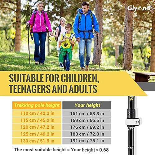 Glymnis 2 Pack Collapsible Walking Poles with Quick Lock System, Foldable Hiking Poles for Trekking, Walking, Backpacking - Yellow Black — view 4