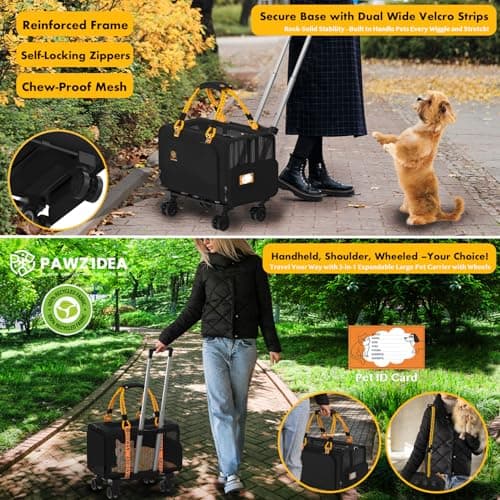PAWZIDEA Expandable Rolling Cat Carrier with Wheels, Soft-Sided Pet Carrier — view 3