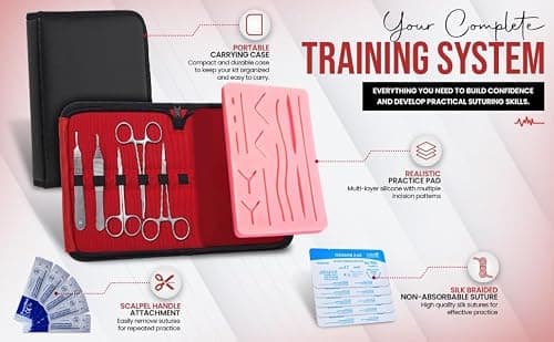 Suture Training Kit with Silicone Practice Pad – Complete Suturing Kit for Medical Students, Nursing Students, Veterinary Training & Surgical Skills Practice — view 2