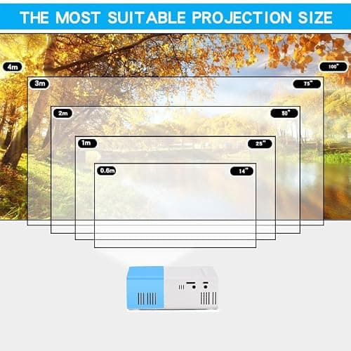 Portable Mini Wireless Projector, Mini 4K 1080P Support Art Projector LED Drawing Projectors Light Box for Tracing Draw Tracing Board Sketching Painting for Home Movie Outdoor (Blue+White) — view 6