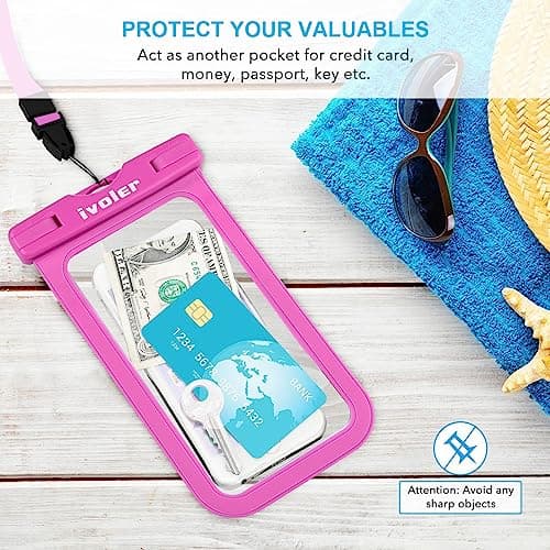 ivoler Waterproof Pouch Bag + Phone Case, Pink — view 6