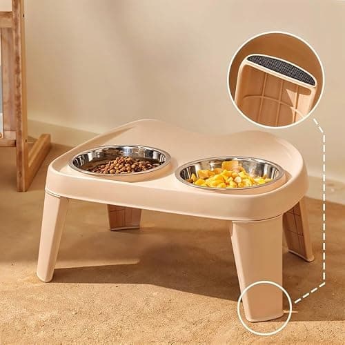 Pioneer Goods Premium Elevated Dog Feeding Stand - Stainless Steel Double Raised Bowls, Foldable Pet Feeder for Medium & Large Dogs - Silver/Gold (Small) — view 6