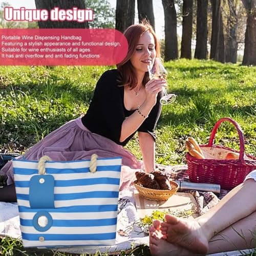 RZJZGZ Wine Tote with Drink Dispenser,Wine Cooler Bag Shoulder Bag,Blue — view 6