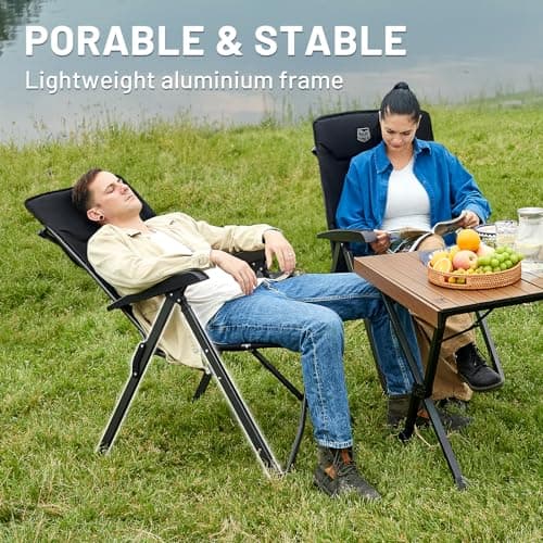 TIMBER RIDGE Camping Chair for Adults Folding Reclining High Back 150kg — view 5