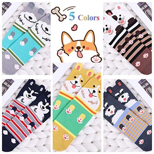 Women's Cotton Animal Dog Print Socks - 5 Pairs Thick Warm Thermal Winter Socks With Funny Cute Design - Multipack Gifts for Women and Girls — view 6