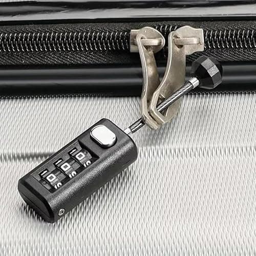 3-Digit Combination Backpack Lock - Resettable Compact Travel Luggage Padlock, Security Braided Steel Cable Lock for Suitcases, Gym Lockers, Laptop Bags & Dorm Cabinets - Durable Rust-Proof ABS — view 2
