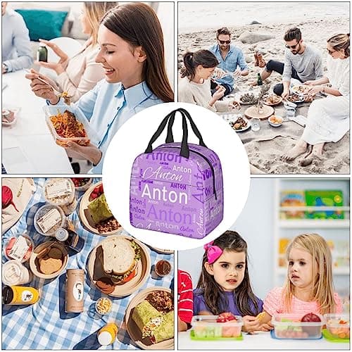 BeNsil Personalised Lunch Box Bag for Kids Adults - Custom Lunch Bag - for Kids Boys Girls Women Men to School Work Personalized Insulated Lunch Bag - with Adjustable Shoulder Straps and Pocket — view 6