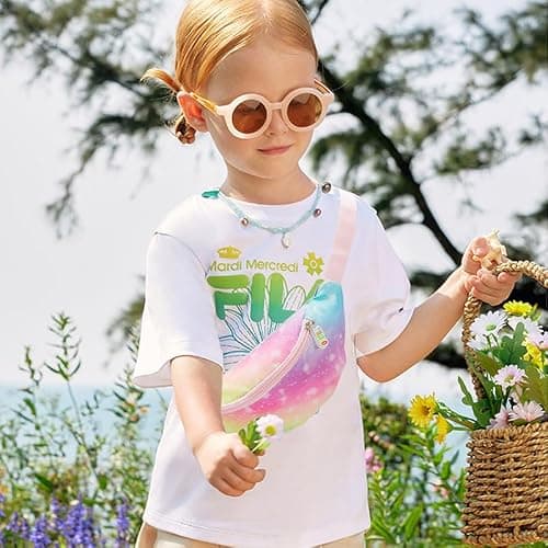 Dzxin Kids Fanny Pack, Cute Gradient Kids Bum Bag Bumbag Waist Pack Hipsack Belt Bag Small Belt Bum Bag Crossbody Purse Waist Pouch for Toddler Girls Boys Running Hiking Travel Sports(Gradient) — view 2