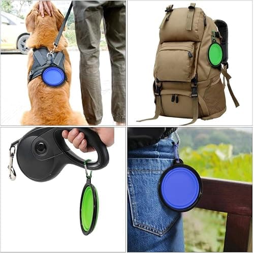 Collapsible Dog Bowls 2 Pks, Portable Silicone Dog Travel Bowls with Carabiner Clips, Foldable Food & Water Bowl for Dogs & Cats, Adjustable Pet Feeding Dish for Walking, Hiking, Camping & Travel — view 5