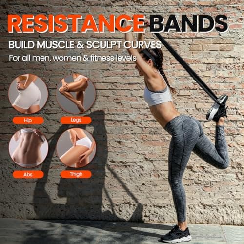 Resistance Bands Set, Exercise Band with Door Anchor for Men & Women,Red — view 4