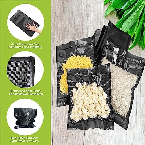 EDYCARX 11" x 19.5' (Total 39 Feet) Vacuum Seal Bags Black and Clear, Vacuum Sealer Bags for Food Storage, Heavy Duty Commercial Grade 5 Mil Vacuum Bags, 2 Rolls — view 4