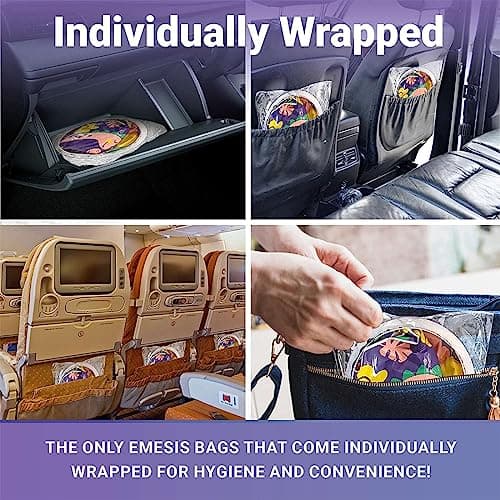 Vomit Bag Disposable Emesis Bag, 16 Pack Motion Sickness Bags Portable Barf Bags 1000ml Nausea Puke Bag with Round Rim for Adult Kids Travel Car Sickness — view 5