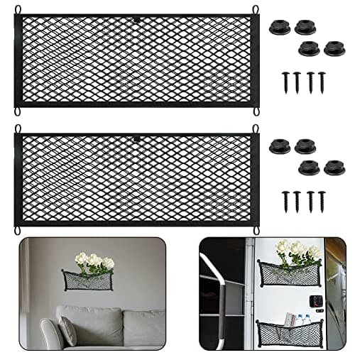 Car Storage Net, Elastic Mesh Storage Nets Pocket Holder, Universal Car Truck Seat Rear Cargo Net Organizer Pouch For Car Caravan Motorhome Boat with Screws-2 PCS — view 2