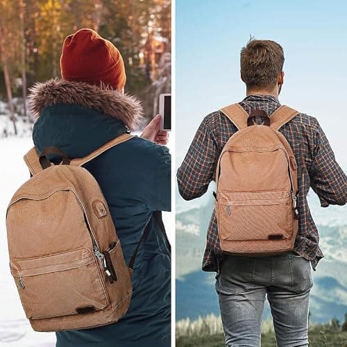 Muzee Canvas School Backpack with 15.6 inch Laptop for Men Women, Lightweight Anti-Theft Travel Daypack College Student Backpack Mit USB Charging Port — view 6