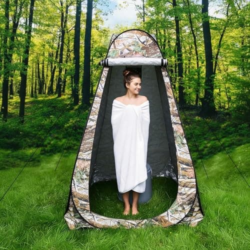 Crystals Pop Up Tent, Privacy Camping Toilet Tent Waterproof Anti-UV for Outdoor Fishing Beach Shower Toilet with Carrying Zippered Bag, Instant Quick Setup, Camouflage — view 4