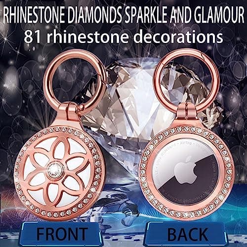 GKKBUFF Airtag Holder,AirTag Sleeve,Airtag Keychain Case,Apple AirTag Tracker,AirTag Key Ring,AirTag Protective Case,Airtag Keychain,Metal Jewelry Badge AirTag Case for Kids Boys Women (1*Rose) — view 2