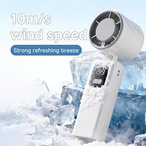 WJCYYDS Hand Held Fan,Portable Handheld USB Rechargeable Fans with 199 Speeds,Battery Operated Mini Fan Foldable Desk Desktop Fans with LED Display for Home Office Bedroom Outdoor Travel (Orange) — view 4
