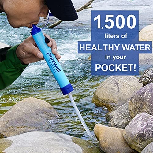 Purewell Outdoor Water Filter – 0.01 μm ultra-fine filter removes 99.99% of bacteria & heavy metals | 1500L filter capacity | Portable drinking water filter with neck strap for survival & outdoor — view 4