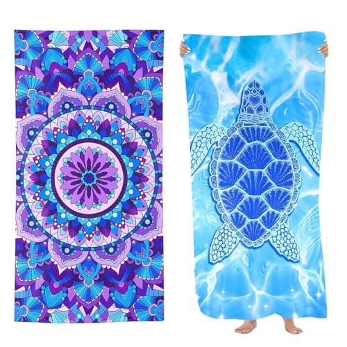 Beach Towels, 2 Pack 180 x 80 cm Microfibre Towels, for Travel, Thin Design