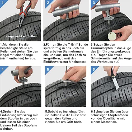 CKAuto Universal tyre Repair Kit, Heavy Duty Car Emergency Tool Kit for Flat Tyre Puncture Repair, 36 Pcs Value Pack, Tyre Plug Kit fit for Autos, Cars, Motorcycles, Trucks, RVs, etc. — view 4