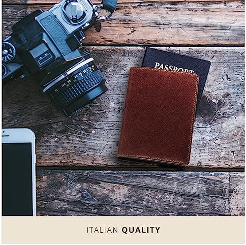Maruse Italian Leather Passport Cover for Men and Women, Handmade in Italy, Red — view 5