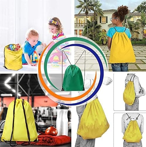 WFX Drawstring Gym Bag 2PCS String Bags Gym Sack Backpack PE Bags for Women Men Trainer Swimming Bag Travel Beach School Holidays Suitable for Sports,kids,Boys,Girls (Yellow 1pc) — view 6