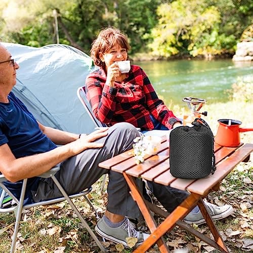 HTU Camping Mesh Bag Portable Camping Cooker Stove Tableware Protective Bag with Drawstring Anti-Collision Thickening Protective Bowl Plate Pot Organizer for Hiking Travel BBQ — view 5