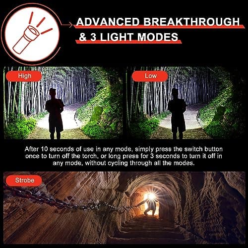 WOWNIGHT Torches LED Super Bright Rechargeable 1,000,000 LM - 5260ft Range — view 4