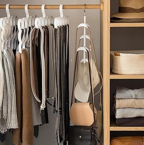 Bag Hanger - Tote Bag Organizer Closet | Space Saver Closet Backpack Holder, Tote Storage Hanger Hook for Belt Shawl Tie Hat Scarf Underwear Bra — view 2