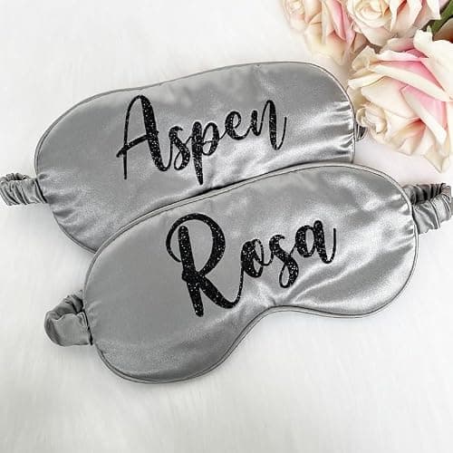 Personalised Sleep Silk Satin Eye Mask Custom Any Name Rest Sleeping Relaxing Mask Gift for Her Mothers Day Birthday Bridesmaid Hen Bridal Christmas Party Gift Favours Present