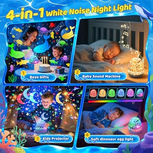 Ocean Sensory Lights Projector, White Noise Machine Baby Toys Gifts 1-8 old — view 2