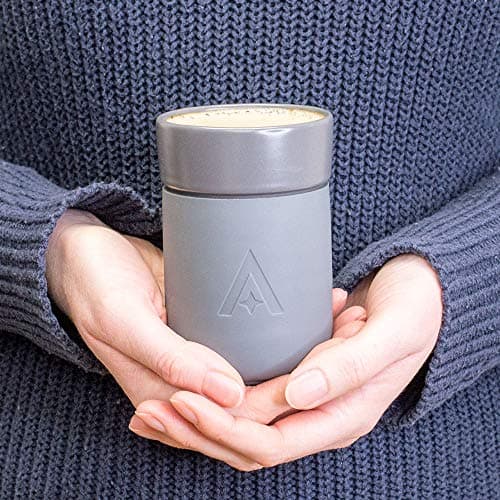 Carry Space Grey Ceramic Coffee Cup Insulated Thermal Silicone Lid 350ml — view 4