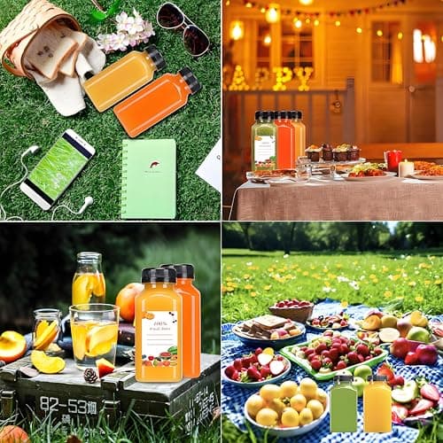 Kiswleon 20 Pack Plastic Juice Bottles With Lids, Brush, Funnel & Stickers — view 6