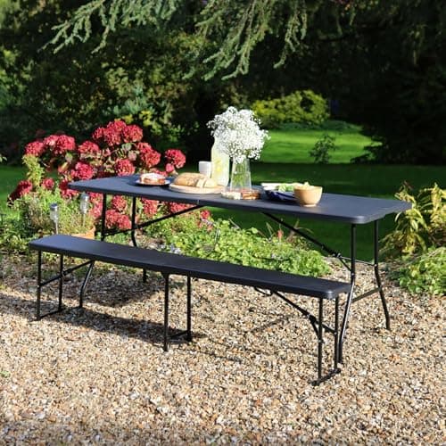 Harbour Housewares Rectangle Folding Trestle Table - 180cm (1.8m) (6ft) - Black - Outdoor Folding Table for Picnic, BBQ, Garden, Camping, Wedding, Party Catering — view 2