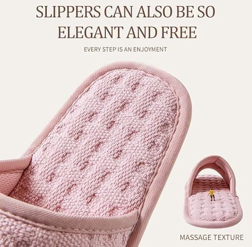 SJTJSPX Hotel Slippers Non-Disposable Guests' Slippers Women's Indoor Slippers House Shoes Open Toed Cotton Breathable Slippers for Travel Spa Salon Party Bride Slipper Folding — view 6