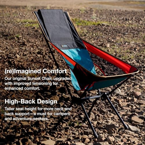 Helinox Sunset Chair (re), Packable Outdoor Furniture, Summer Vacation Holiday Seat, Foldable, Lightweight High-Back Comfort, Sustainable Eco-Friendly Materials, 3.66 lbs(1.6 kg), Blackout Edition — view 3