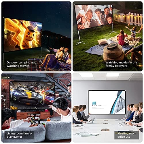 Portable Projector Screen with Stand Outdoor: Camping Projection Screen 80 inch 4K Movie Screen for Home Backyard Indoor 16:9 HD Night — view 2