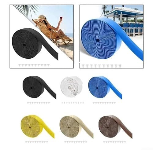 ZiStarlilife 1 Pack 10ft PVC Replacement Webbing for Patio Pool Beach Lounge Chair Repair Kit, Weather Resistant Straps with Nails for Outdoor Garden Furniture, Black(Brown) — view 5