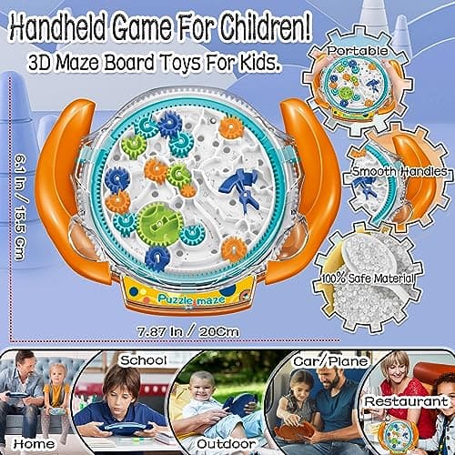 JRD&BS WINL The Ultimate Mind Puzzles for Ages 8-10 Challenge 3D Maze Game Brain Teaser Puzzles Toys for Children Teens and Adult Fun Travel Game for Kids Toys Labyrinth Game Marble Maze(Orange) — view 5