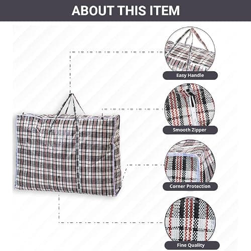10 PACK VIROSA Extra Value Large Strong and Durable Laundry Bags 60 X 50CM | Ideal for Laundry/Moving House/Shopping/Storage | Reusable Jumbo Zip Bags (One Size, 10, count) — view 4